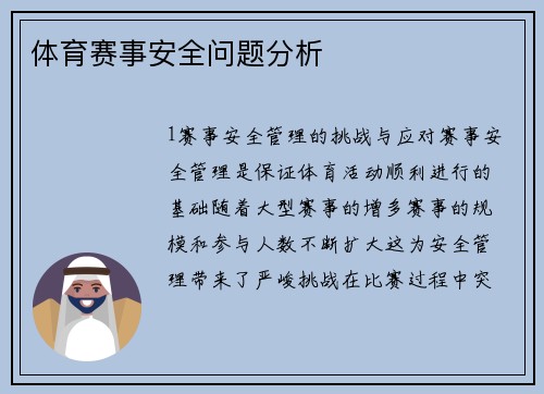 体育赛事安全问题分析